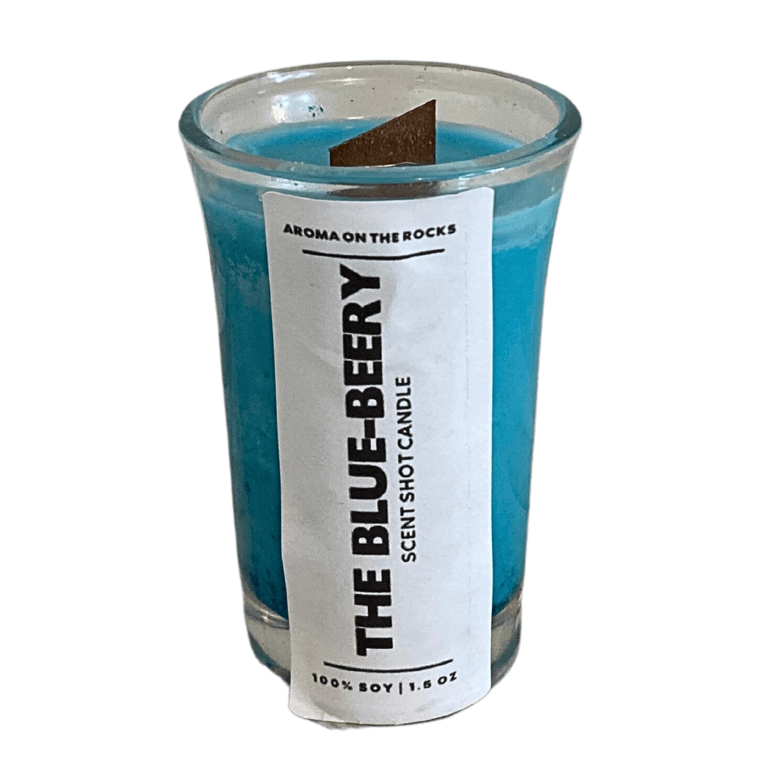 The Blue-Beery Scent Shot Candle - A Luxurious Blend of Blueberry Aroma and Elegance. Handcrafted with 100% Soy Wax and Cherrywood Wick for a Clean, Long-Lasting Burn. Perfect for Creating a Cozy Atmosphere. Burns 8-12 Hours