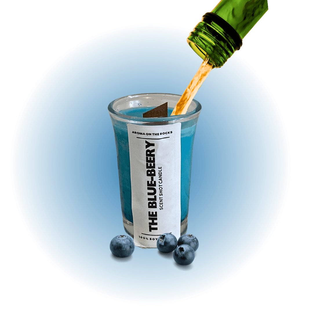 The Blue-Beery Scent Shot Candle - A Luxurious Blend of Blueberry Aroma and Elegance. Handcrafted with 100% Soy Wax and Cherrywood Wick for a Clean, Long-Lasting Burn. Perfect for Creating a Cozy Atmosphere. Burns 8-12 Hours