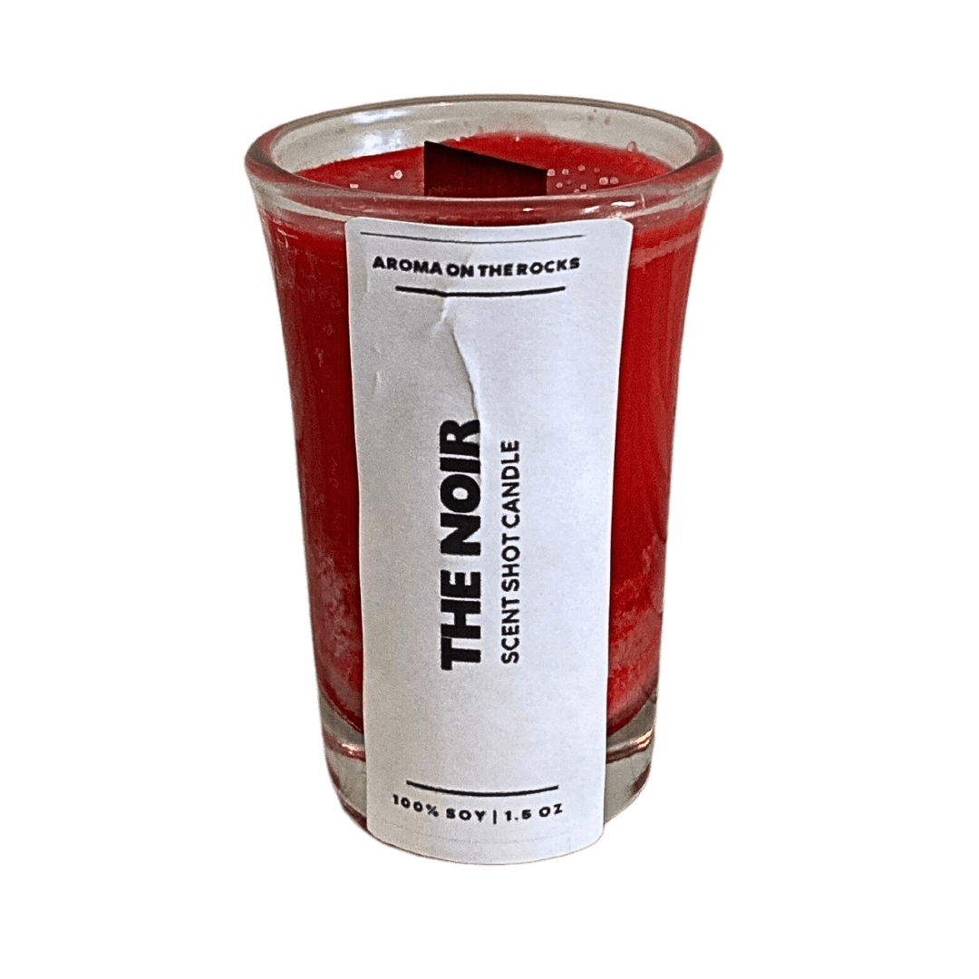 Unveiling 'The Noir Scent Shot' Candle - A Burgundy-Colored Delight with a Cheery and Musky Aroma, Inspired by Deep, Fruity Red Wine. Crafted from 100% Soy Wax with a Cherrywood Wick for a Clean, Long-Lasting Burn. Ideal for Cozy Ambiances during Relaxing Evenings. Illuminate Your Space and Embrace the Enchanting Fragrance Today!