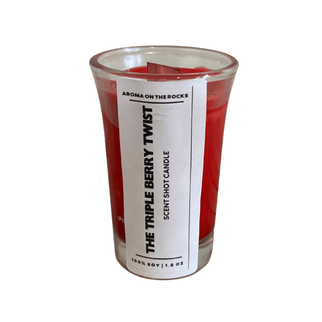 Experience 'The Triple Berry Twist Scent Shot' Candle - A Magenta-Colored Delight with a Refreshing Lime and Berries Aroma, Inspired by a Berry Margarita. Crafted from 100% Soy Wax with a Cherrywood Wick for a Clean, Long-Lasting Burn. Ideal for Creating a Vibrant and Invigorating Atmosphere. Illuminate Your Space and Indulge in the Enchanting Fragrance and Colorful Charm Today!